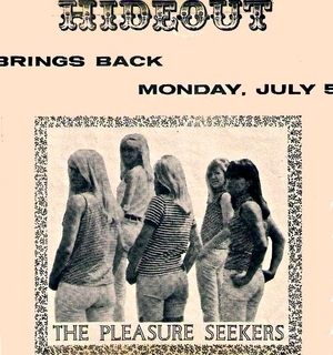 Cartel de The Pleaseure Seekers en el Hideout. Julio de 1965.